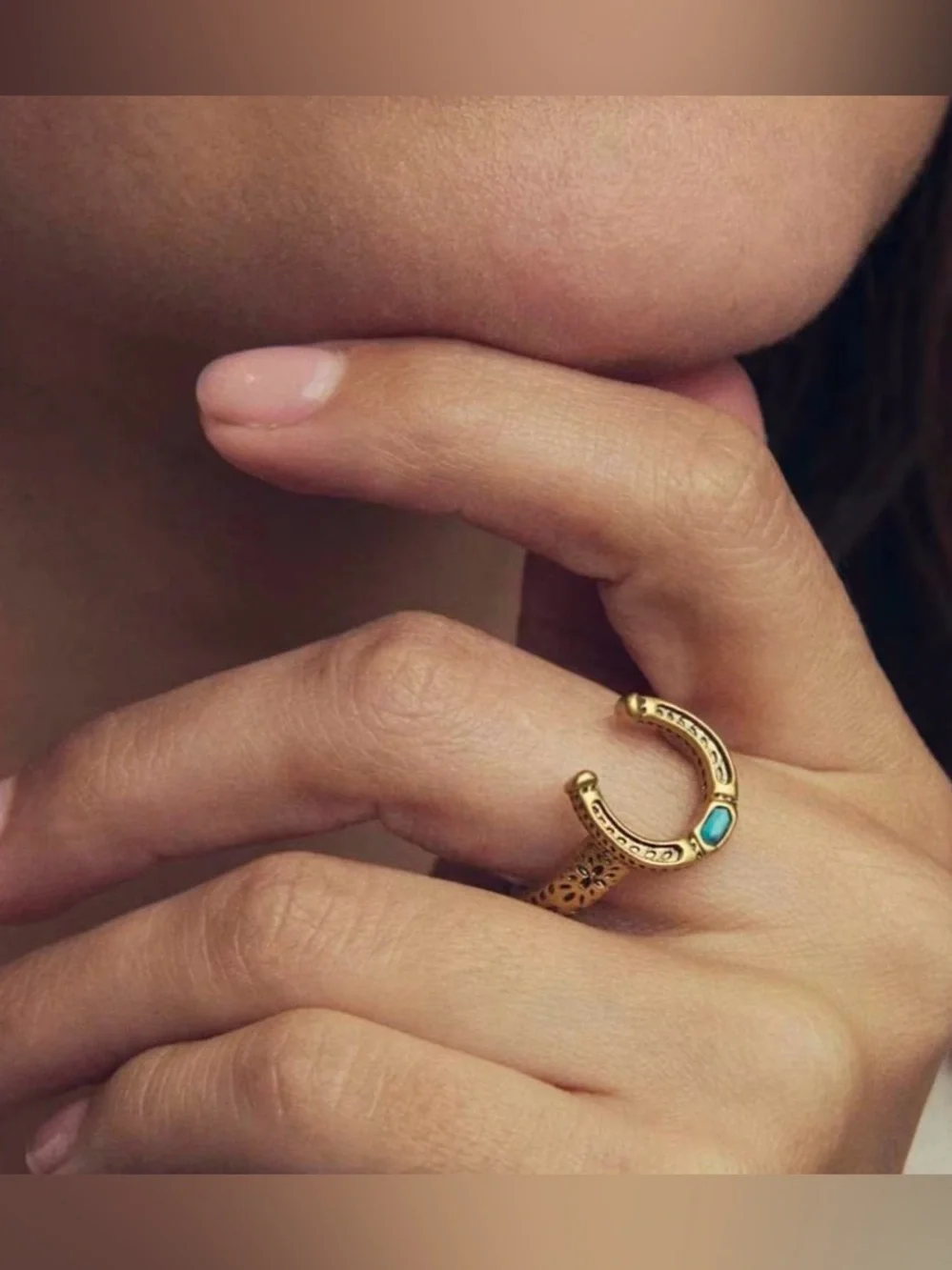Kendra Scott Gold Horseshoe Ring with Turquoise Accent size 9